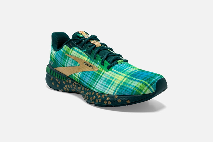 Launch GTS 8 Road Brooks Running Shoes NZ Mens - Green/Gold - KCHXMV-673